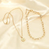 26 Alphabet Double Layer Necklace Hexagonal Letter Pendant Layered Collarbone Chain, Style: W