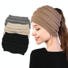 Autumn and Winter Women Knitted Headband Widening Face Wash Head Cover(Khaki)