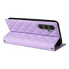 For Samsung Galaxy S24 FE 5G Crossbody Rhombic Sucker Leather Phone Case(Purple)