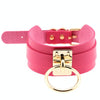 European and American Harajuku PU Leather Gold Single Ring Collar Wide Street-Snap Nightclub O-shaped Choker Necklace(Magenta)