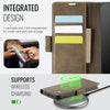 For iPhone 14 AutSpace A11 Side Buckle MagSafe Magnetic RFID Phone Leather Case(Coffee)