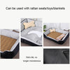 Plush Pet Bed with Rattan Mat & Blanket, XXS (45x30x15cm), Light Grey