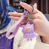 5 PCS MX-80002 Raincoat Piggy Keychain Cute Soft Rubber Doll Car Keyring(Dinosaur)