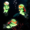 Fluorescent Green Diving Diver Aquarium Ornament