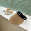 Straw Empty Top Peaked Cap For Ladies, Size: M (56-58cm)(Khaki+Black)