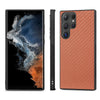 For Samsung Galaxy S25 Ultra 5G Carbon Fiber Texture Leather Back Cover Phone Case(Brown)