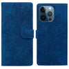 For iPhone 12 Pro Max / 13 Pro Max Lace Floral Embossed Magnetic Buckle Leather Phone Case(Blue)