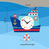Cartoon Shake Wall Clock Children Room Decoration Wall Clock (Sail Boat)