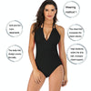 DS40 Ladies Slim and Conservative Halter Neck Swimsuit, Size: L(Red Yellow Strip Leopard Print)