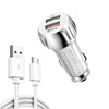 YSY-310QC18W QC3.0 Dual Port USB Car Charger + 3A USB to Micro USB Data Cable, Cable Length: 1m(White)