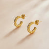 S925 Sterling Silver Geometric Simple Fashion Ear Studs Women Earrings, Color:White Zircon Gold