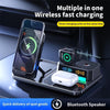 T50 5-in-1 Magnetic Wireless Charger Phone Watch Earphone Charging Stand with Clock & Speaker(Black)