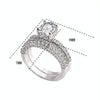 Double Row For Women Fashion Cubic Zirconia Wedding Engagement ring, Ring Size:6(Round White Gold)