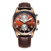 Ochstin 5043G Multifunctional Waterproof Leather Strap Quartz Watch(Coffee+Silver+Coffee)