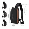 Men Multifunctional Waterproof Password Anti-theft Chest Bag(Gray Brown)