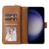 For Samsung Galaxy S25 5G 9-Card Slots Zipper Wallet Bag Leather Phone Case(Brown)