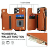 For iPhone 11 Pro Double Flap Zipper RFID Leather Phone Case with Short Lanyard(Brown)