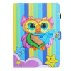 For Samsung Galaxy Tab A8 10.5 2021 Coloured Drawing Stitching Leather Tablet Case(Rainbow Owl)