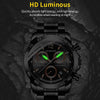 OCHSTIN 6123B Multifunctional Quartz Waterproof Luminous Steel Strap Men Watch(Black 01)