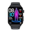 E500 1.83 inch HD Square Screen Leather Watch Strap Smart Watch Supports ECG Monitoring / Non-invasive Blood Sugar(Black)