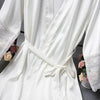 Robes  Elegant Sleepwear Sexy Lace Women Dressing Kimono Silk Bath Robe, Size:L(White)