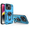 For iPhone 14 Plus Metal Rotating Bracket TPU + PC Magnetic Phone Case(Blue)