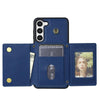 For Samsung Galaxy S23 5G Three Fold Card Bag Phone Case with Long Lanyard(Blue)