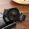 CAGARNY 6820 Round Large Dial Dual Display Quartz Watch For Men(Black Shell Orange Eye Steel Band)