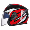 GXT Electric Vehicle Four Seasons Sun Protection & Windshield Double Lens Helmet, Size: M(Bright Black Red)
