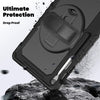 For Samsung Galaxy Tab S10 FE+ Silicone Hybrid PC Tablet Case with Shoulder Strap(Black)