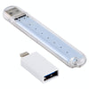 8LEDs 5V 200LM USB LED Book Light Portable Night Light, with 8 Pin Adapter(Warm White)