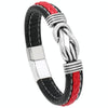 Simple Alloy Magnetic Clasp Leather Bracelet Personalized Braided Bracelet, Style: Black And Red 22.5cm