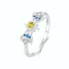 S925 Sterling Silver Platinum Plated Sun Moon Surround Ring, Size: No. 7