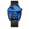 BINBOND 01 Men Locomotive Concept Diamond Dial Quartz Watch(Black Mash Black Steel Blue Surface)