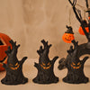 Halloween Ghost Face Tree Stump Lantern LED Candle Lights Decoration Holiday Ambience Ornament