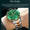 OLEVS 2870 Men Multifunctional Chronograph Three Eyes Waterproof Quartz Watch(Green + Gold)