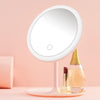 Make-Up Mirror With LED Light Fill Light Dormitory Desktop Dressing Small Mirror Girl Folding And Portable Mirror, Colour: Pink Rechargeable Single Light