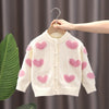 Girls Love Sweater Cardigan Autumn and Winter Knitted Sweater Jacket, Size:  130cm(Beige)