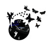 Butterfly Star 3D Acrylic Stereo Living Room Bedroom Decorating Mirror Wall Clock(Black)