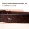 ZK--067 Retro Engraved Buckle Butterfly Print Pin Buckle Leather Belt, Length: 115cm(White)