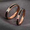 2 PCS Fashion Two Diamond-Studded Titanium Steel Couple Rings For Couple, Size: US Size 4(Rose Gold)