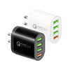 QC-04 QC3.0 + 3 x USB2.0 Multi-ports Charger with 3A USB to 8 Pin Data Cable,US Plug(Black)