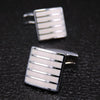 Laser Metal Brass Men Shirt Cufflinks, Color: White enamel