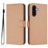 For Samsung Galaxy A56 5G Skin Feel Solid Color Leather Phone Case with Lanyard(Nude)