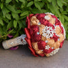 Wedding Holding Pearl Diamond Flowers Bridal Bouquet Accessories Bridesmaid Rhinestone Party Wedding Decoration Supplies, Diameter: 20cm(Red)