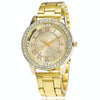 Stainless Steel Wrist Watchs Crystal Quartz Bracelet Watch(Gold)