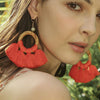 1 Pairs Ethnic Style Cotton Tassel Earrings Exaggerated Earrings Long Earrings(Black)