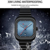 Curren 8460 Casual Steel Strap Square Men Quartz Watch, Color: Black Shell Blue