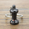 Mini Metal Keychain Coffee Utensils Decorative Pendant, Style: Powder Hammer Black