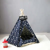 Foldable Canvas Pet Tent Kennel, Navy Star, Small, Dog Bed with Cushion